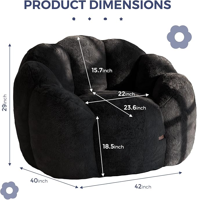 MAXYOYO Bean Bag Chair for Adults, Floral Shaped Bean Bag Sofa, Ultra Soft Faux