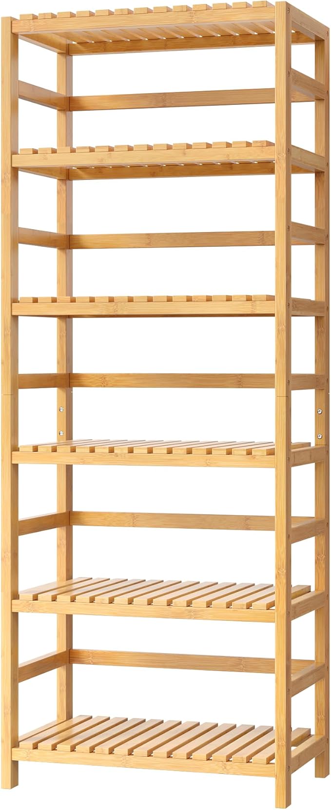FOTOSOK 6-Tier Bamboo Shelf, Bamboo Bookcase