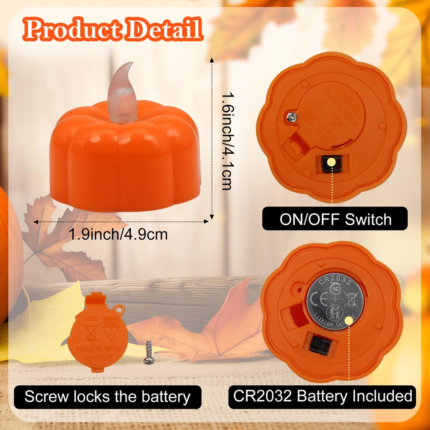 Pumpkin Tea Lights Fall Decorations for Home,12 Pack LED Orange Pumpkin Lights FlameLess Candles Battery Operated Thanksgiving Flickering Tealights Candles for Table Home Party Halloween Decor