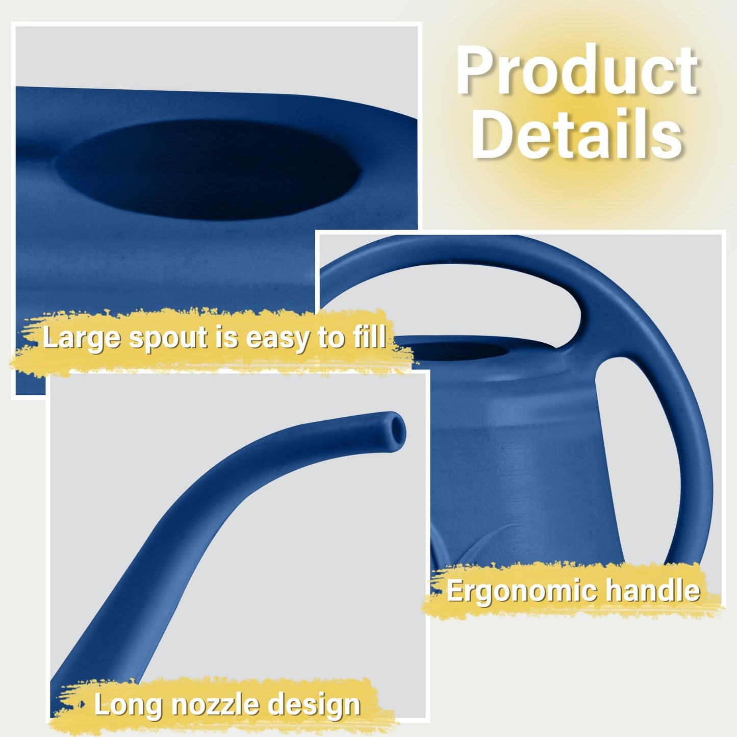 TTAOE GN Grip Watering Can - for Home Plant Garden - 1 Gallon - Navy Blue