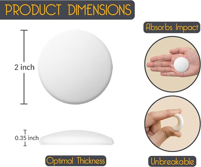 Door Stoppers - Medium 2" (6 Pack) - Door Stoppers for Wall with Strong Back Adhesive - Quiet and Shock Absorbent Silicone Wall Protectors from Door Knobs - Protects Every Surface - White