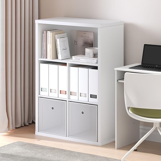 Furinno Cubicle Book Shelf, 5-Cube Bookshelf, Extra Thick Frame Cube Storage