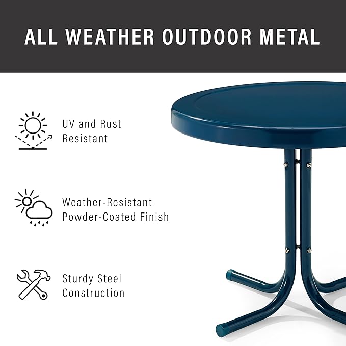 Crosley Furniture Griffith Weather Resistant Retro Metal Outdoor Side Table
