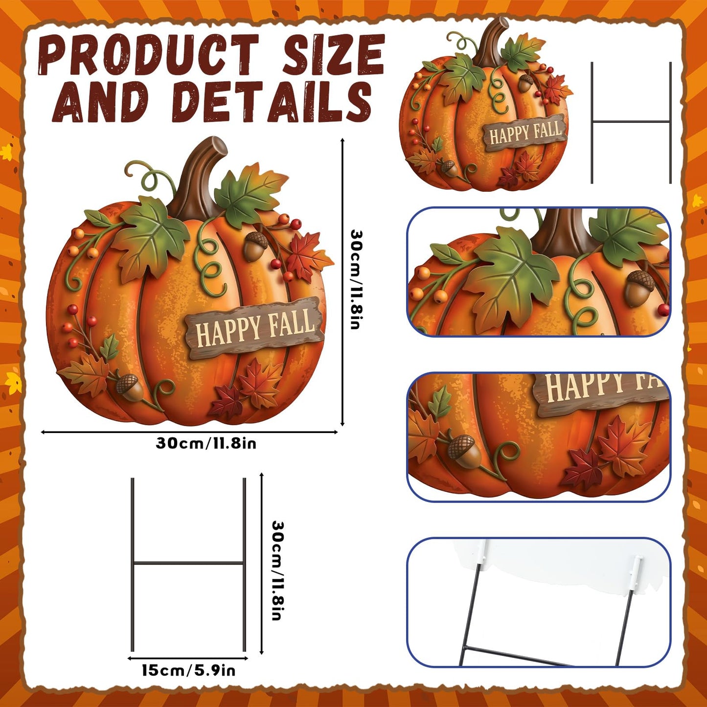 Amyhill Fall Outdoor Decor Pumpkin Metal Garden Stakes 25 Inch Autumn Welcome Yard Signs Fall Decorations Autumn Outdoor Decorative Garden Stakes Decorations Thanksgiving Harvest Patio Lawn Walkway