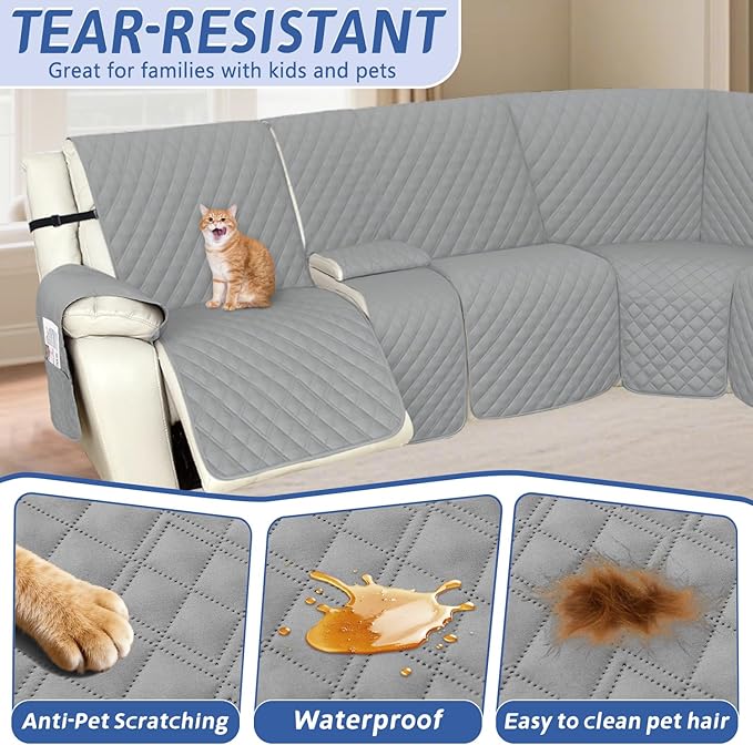 Arfntevss Recliner Sectional Couch Covers 1OO% Waterproof L Shape Sofa Cover
