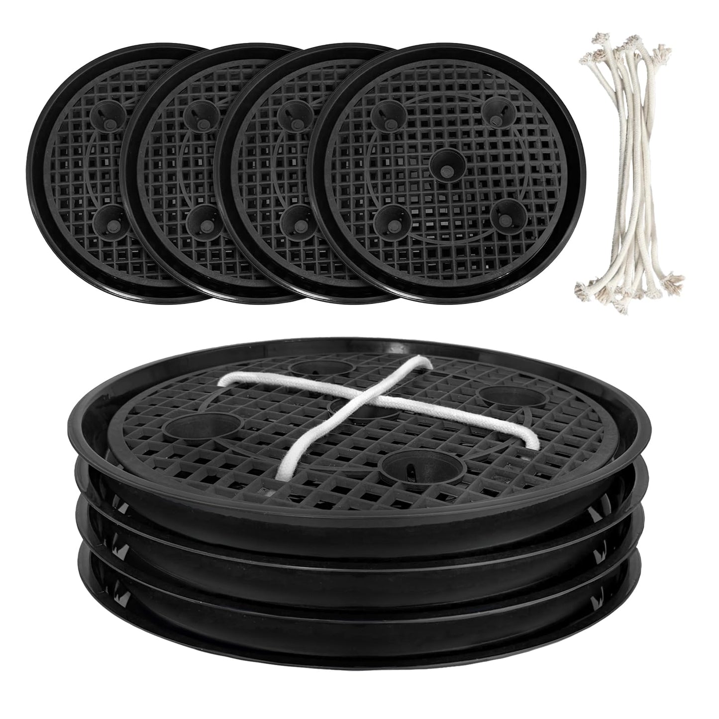 Pesilo 4 Pcs 14'' Self-Watering Pot Base, Auto-Irrigation System Plant Saucer Stand for 5 Gallon Fabric Pot, Auto Watering Plant Water Tray Self Watering System for Indoor Greenhouse Grow Tent Garden