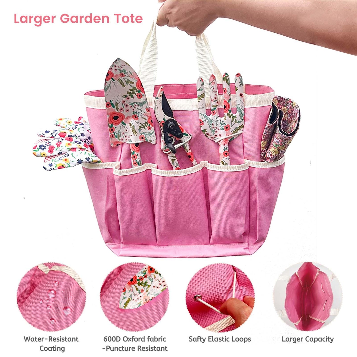 SNAIL GARDEN 6Pcs Garden Tools with Reversible Fisherman Sun Hat & Storage Bag,Gardening Hand Tools, Durable Rust-Proof Gardening Supplies, Garden Kit for Women Female Gardeners