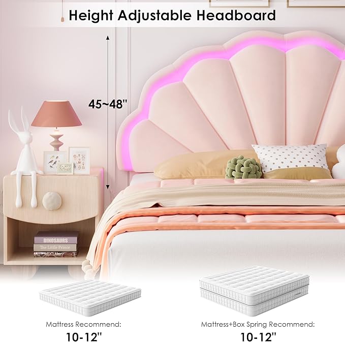 HIFIT Queen Upholstered Smart LED Bed Frame