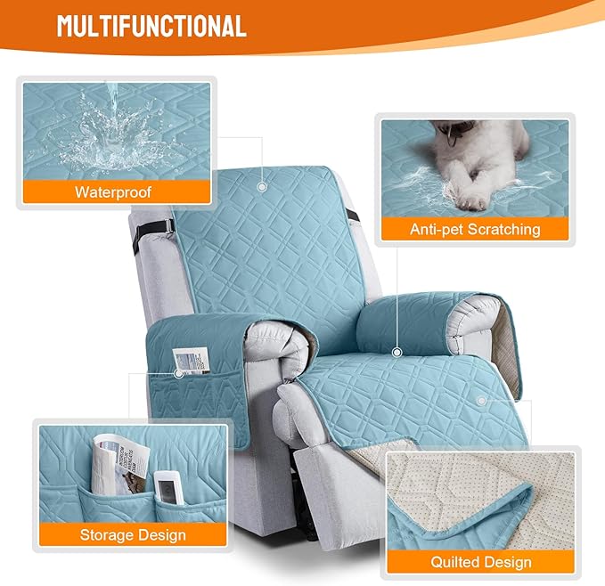 VANSOFY 100% Waterproof Recliner Chair Covers, Recliner Cover Non-Slip Dog