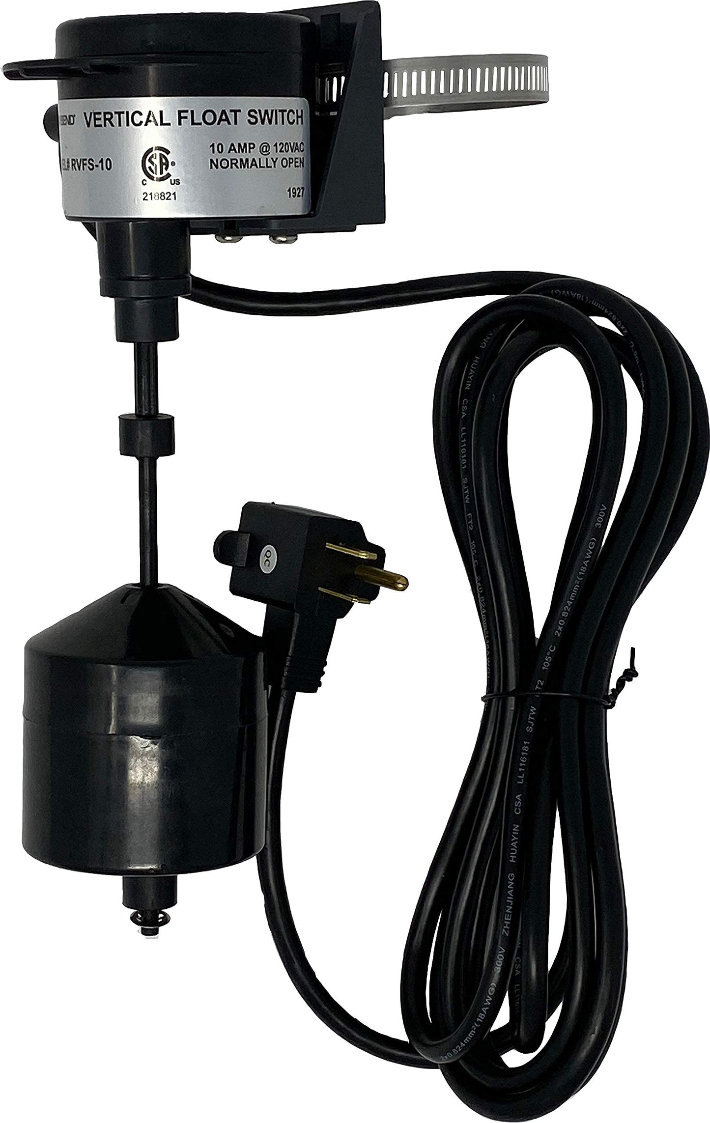 PumpSpy Vertical Float Switch for Sump Pumps – Universal Pump Switch Replacement with 10 ft Cord, Water Level Control