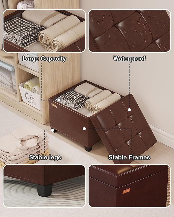ABHENG Synthetic Leather Cover Steel Frame Ottoman