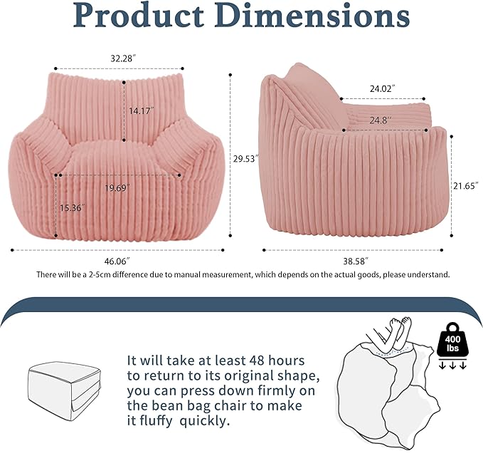 Giant Plush Bean Bag Chair for Adults