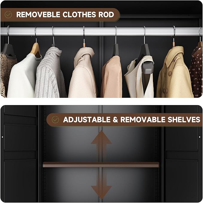 Letaya Metal Armoire Wardrobe Closet