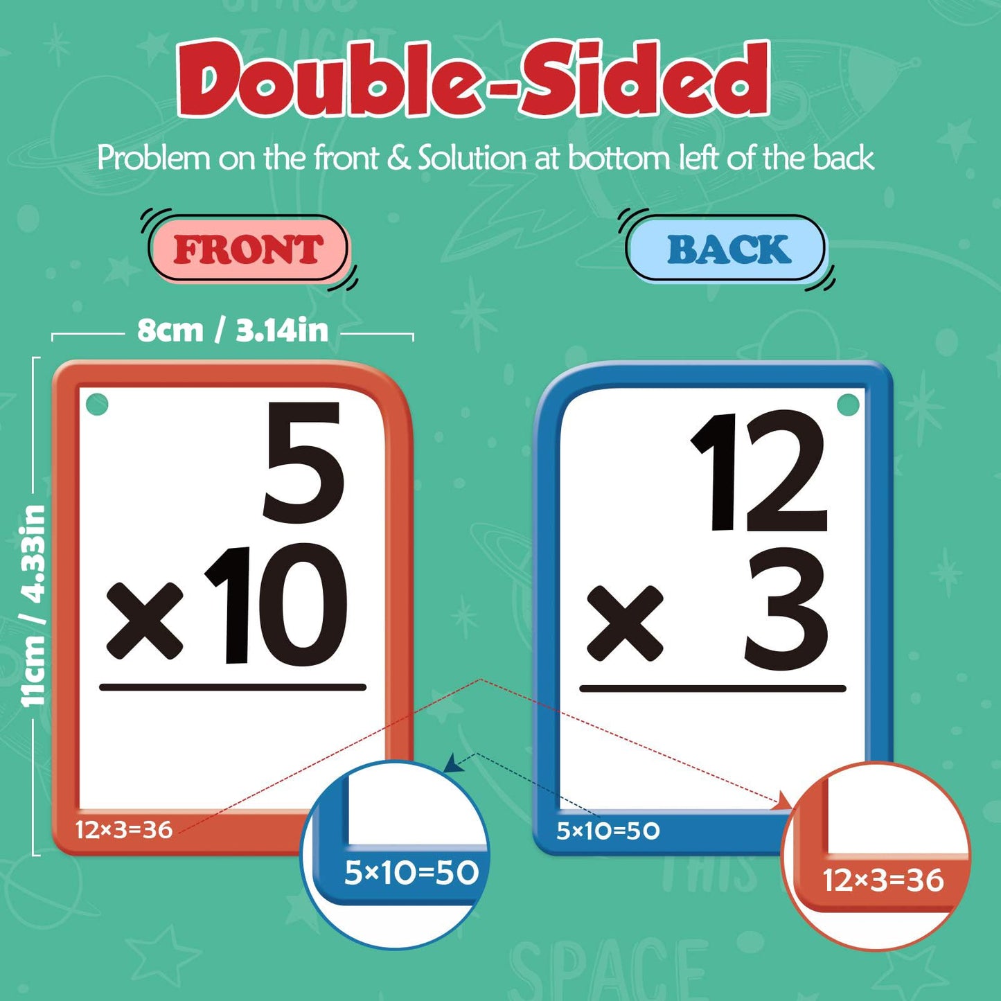Torlam Multi Math Flash Cards for Kids Ages 4-8 - Addition, Subtraction, Multiplication, & Division - All Facts 0-12 with 4 Rings, Math Games for Kids 6-8 3rd 4th 5th 6th Grade - 332 Cards Total