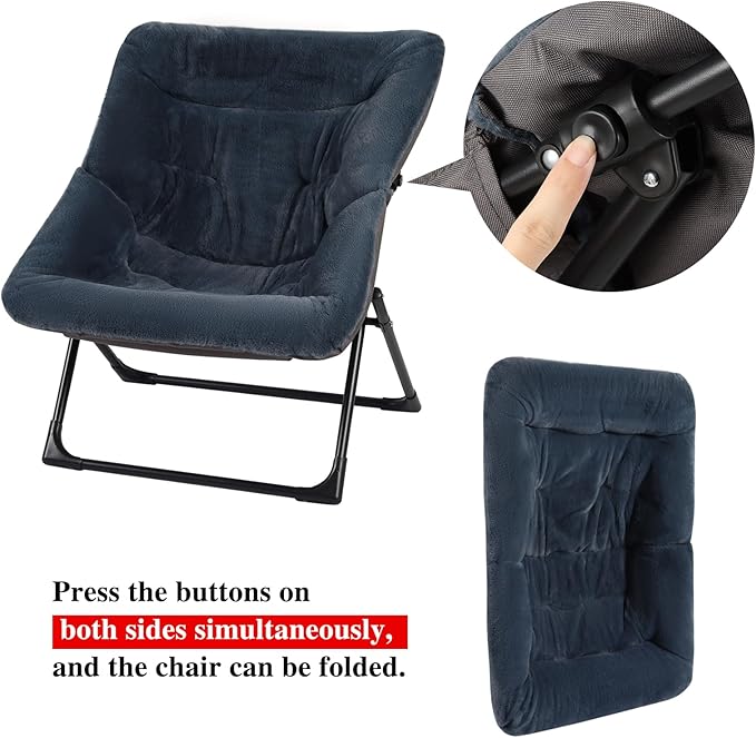 Comfy Saucer Chair for Adults, Soft Faux Fur Bedroom Chair, Accent Dorm Chairs