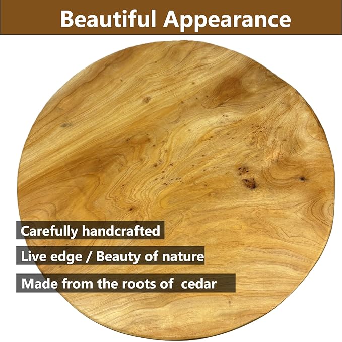 Round Live Edge Wood End Table, Rustic Modern Nightstand, Small Wood Coffee