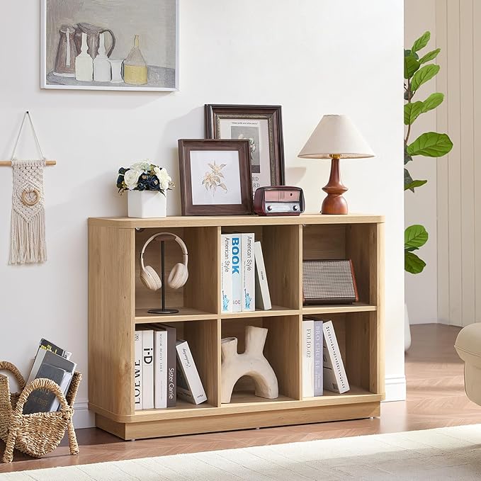 Joaxswe 6 Cube Storage Book Shelf, Floor Standing 2-Tier Wooden Bookshelf