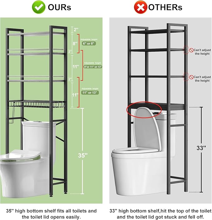 Kalrin Over-The-Toilet Storage Rack, 4-Tier Bathroom Organizer Shelf Over Toilet