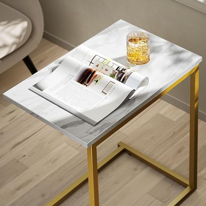 Pipishell C Shaped End Table 27 inches High, Side Table