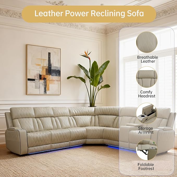 Power Reclining Leather Sectional Sofa