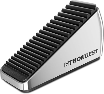Strongest Home 1-Pack XL Heavy Duty Door Stoppers for Bottom of Door - Durable Door Stop Wedge with Superior Grip, X-Large Rubber Door Stopper Wedge for Large Gaps & Any Surface, 5-Inch Long - Chrome