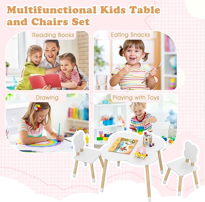 Costzon Kids Table and Chairs, Wooden Toddler Desk Set