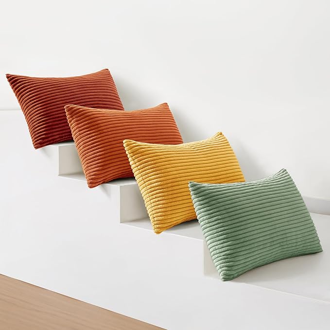 MIULEE Decorative Throw Pillow Covers 12x20 Inch Set of 4, Vibrant Cushion