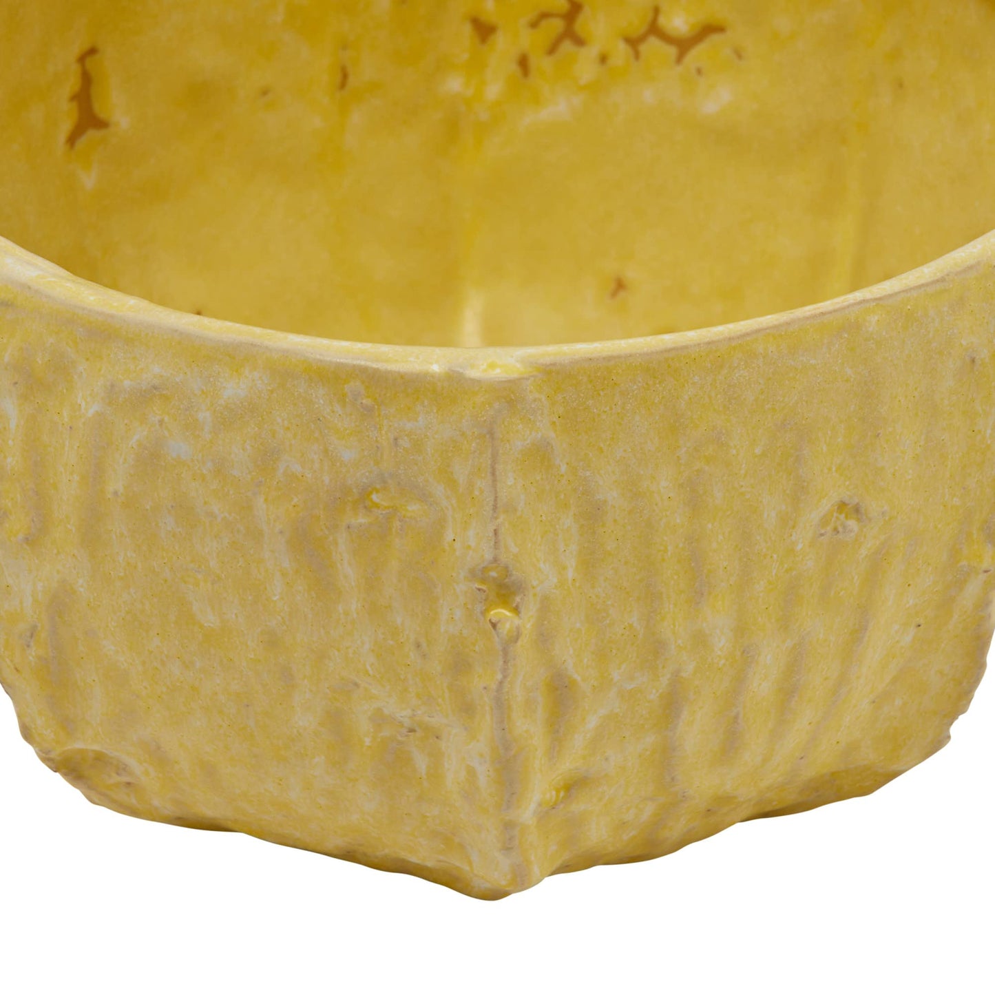 Creative Co-Op Stoneware Planter with Organically Shaped Detail, Yellow