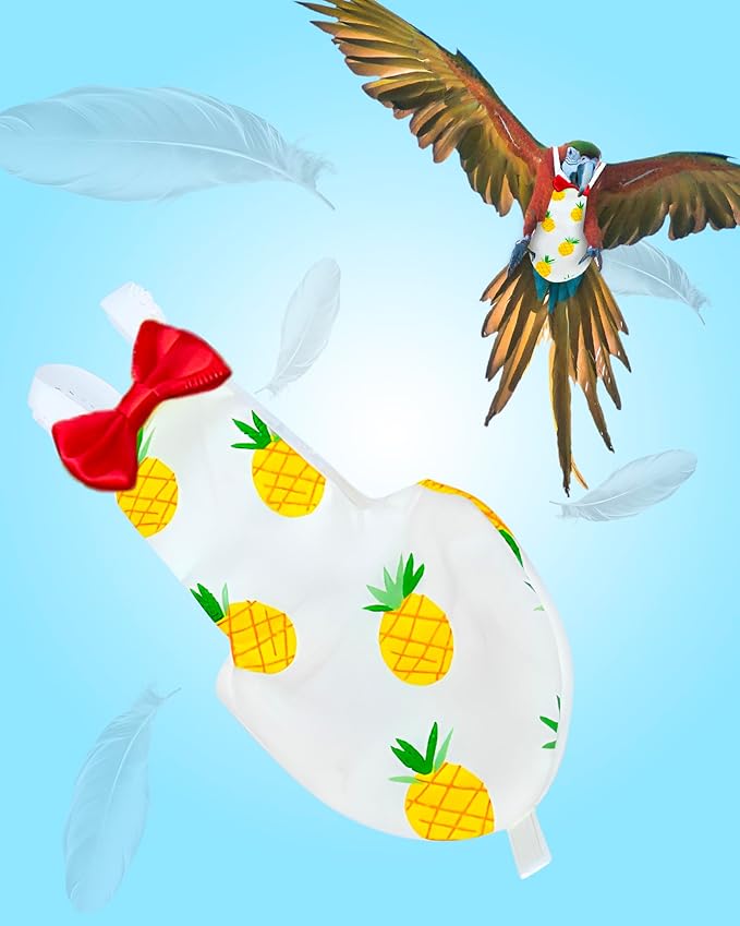 UKJENT Bird Diaper Protective Parrot Nappy - 4 Pack, Reusable Flight Suit with Waterproof Inner Layer, Washable Cute Urine Wet Suit for Parakeet Cockatiel Mini Macaw Budgie Canary(M)