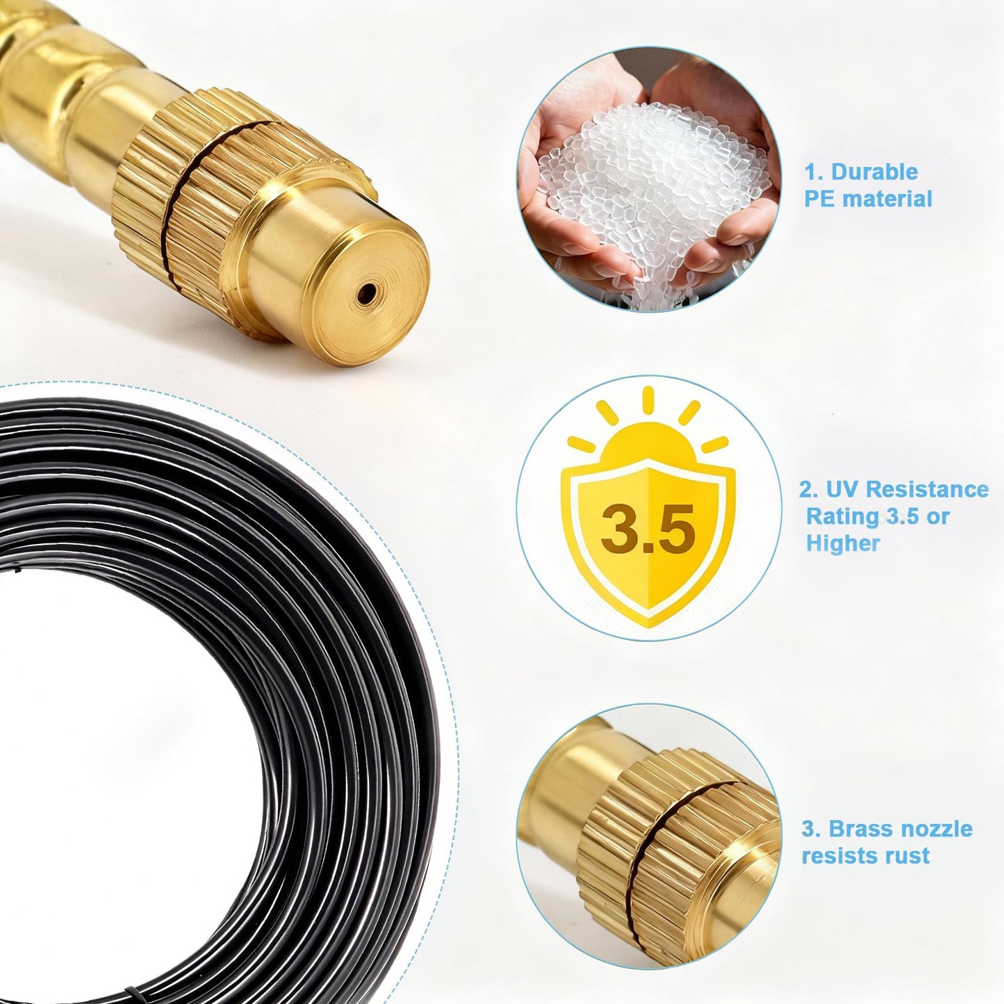 Thiswing 200FT 360° Adjustable Irrigation System for Garden – 1/4" Tubing with 36 Nozzles, Watering Misting System, Sprinkler for Garden, Raised Bed, Lawn, Plants