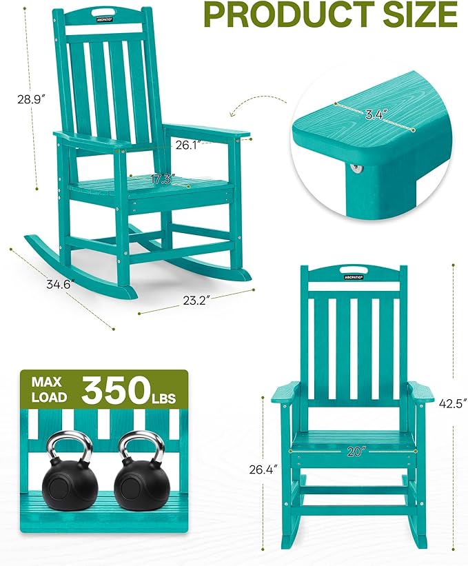 Outdoor Adirondack Rocking Chairs All-Weather HDPE Patio Rocker Chair