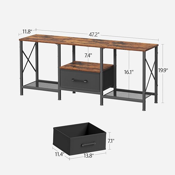 JARHETUN TV Stand with Fabric Drawer, Entertainment Center