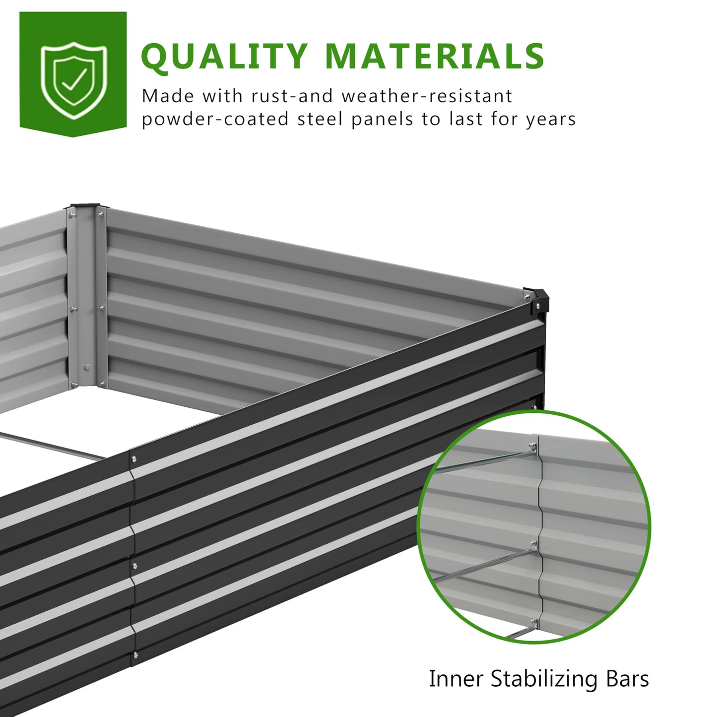 Easllre 2PCS 7x3x1ft Galvanized Raised Garden Bed,Outdoor Planter Box Metal Patio Kit Planting Bed for Vegetables Flowers Herb,Black