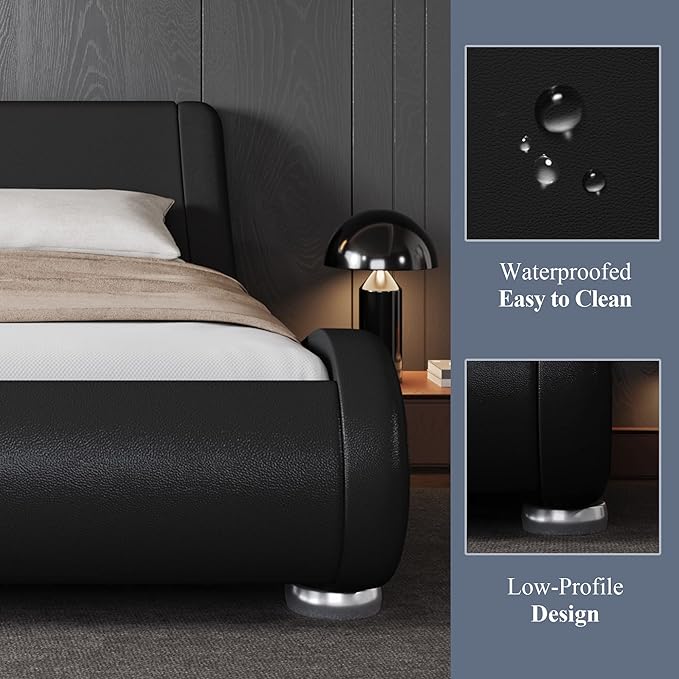 Allewie King Size Upholstered Platform Bed Frame