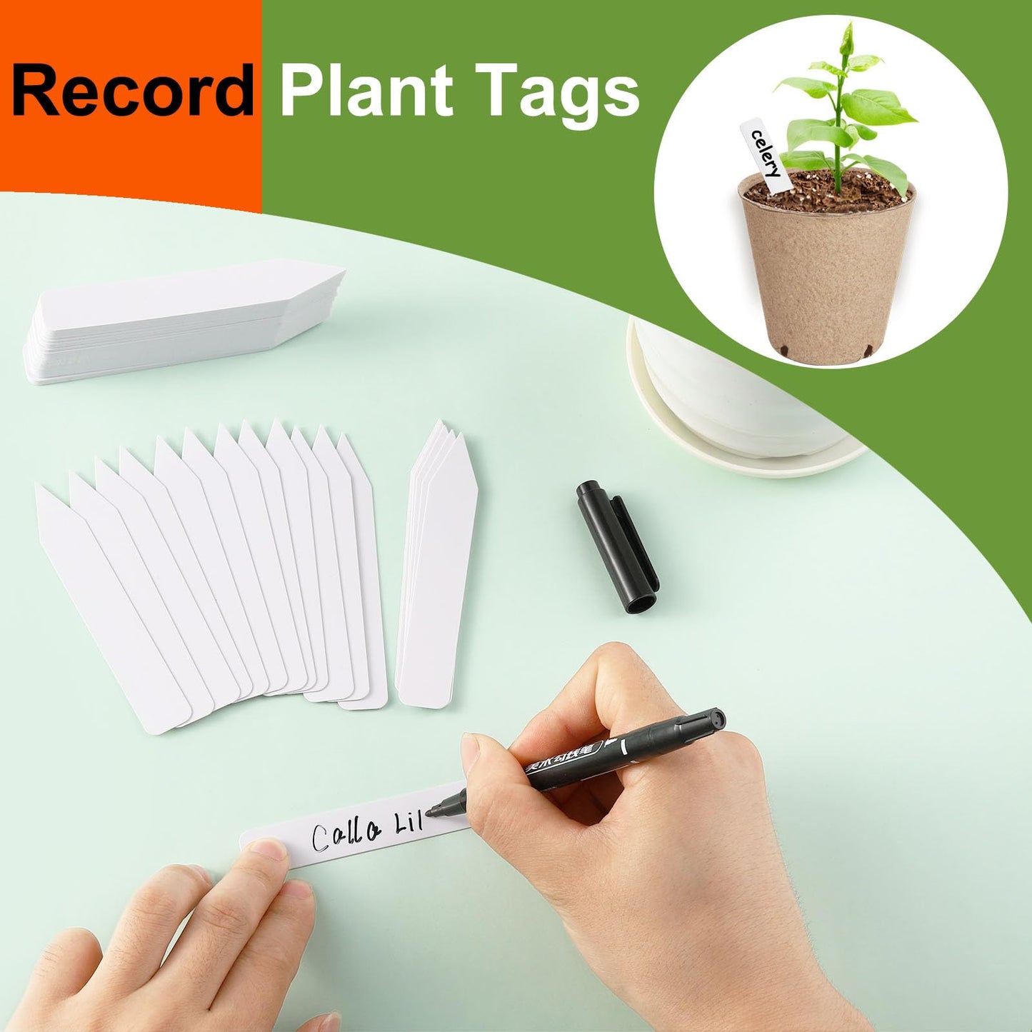 130 Pack Organic Peat Pots, 4 Inch Plant Starter Round Nursery Pot with Drainage Holes, Seedling Nursery Box, Seed Starting Tray, Bulk Garden Germination Paper Pulp Container with 130 Plant Labels