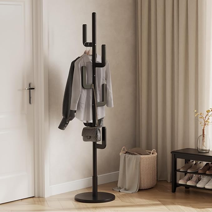 Muwuele Solid Wood Cactus Coat Rack, Freestanding Coat Rack