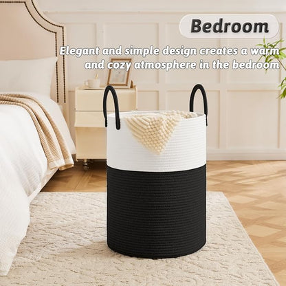 Artfeel Laundry Basket,Woven Cotton Rope Laundry Hamper,80L for Decorative Storage of Dirty Clothes,Toys and Blankets in Bathroom,Baby Room and Living Room