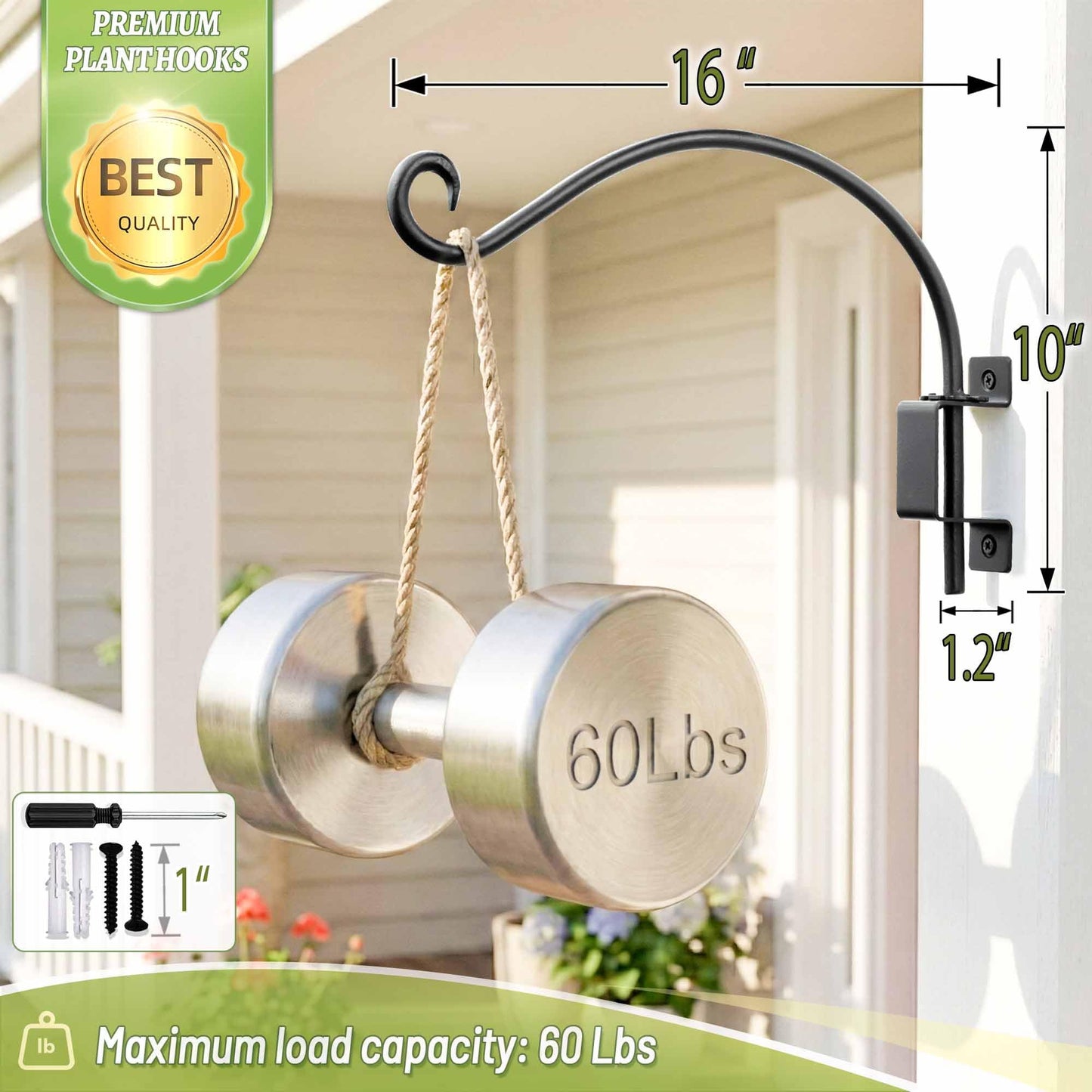 AJART Bird Feeder Hanger of Swivel Hanging Plant Bracket for Outdoor(Black) More Suitable for Outside birdhouses Plant Hooks (16"-2PCs)