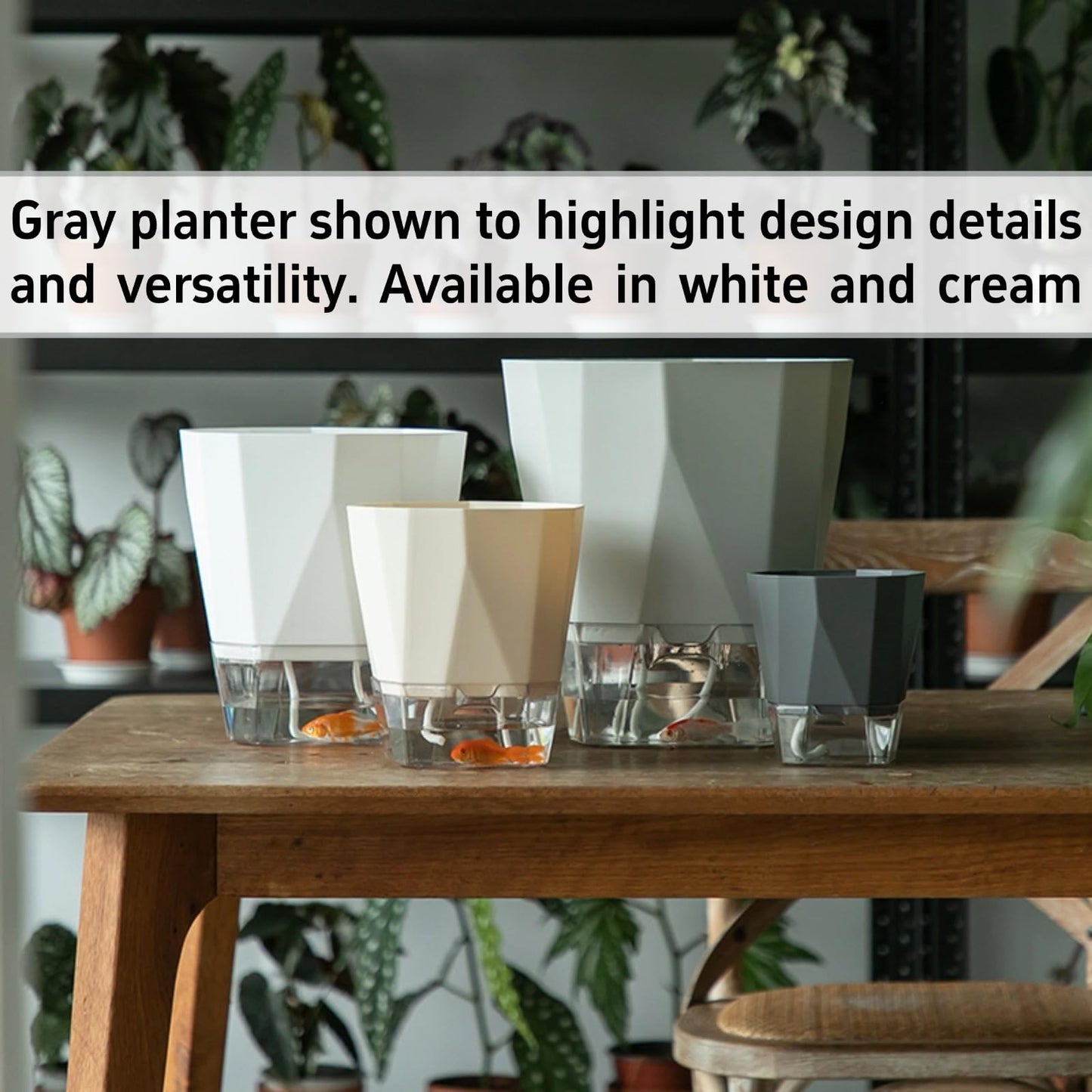BovcTrraann 4 Packs Self Watering Plant Pots, Plastic Flower Pots with Drainage Hole and Saucer, Self Watering Planters for Indoor Outdoor Garden Plants, African Violet, Herbs (White, 5")