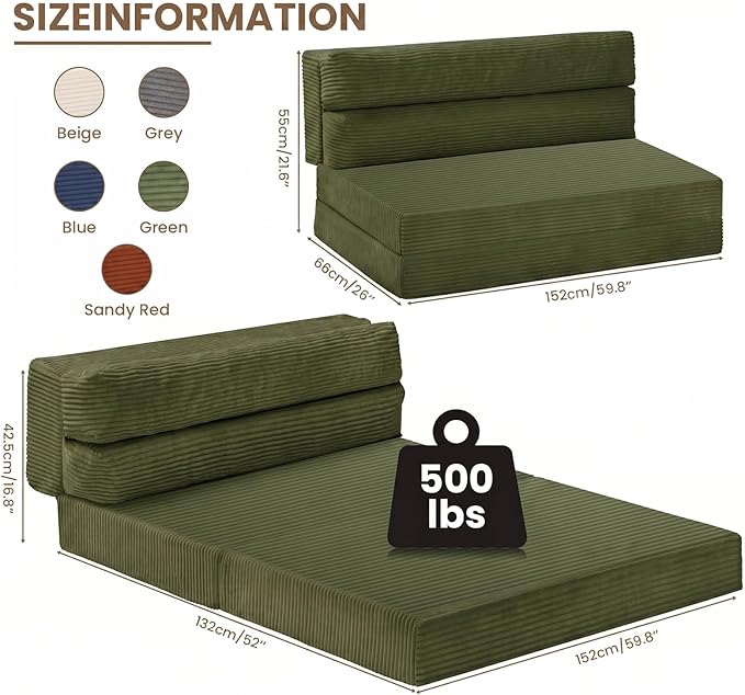 JUIKURY Folding Sofa Bed, Convertible Sleeper Chair