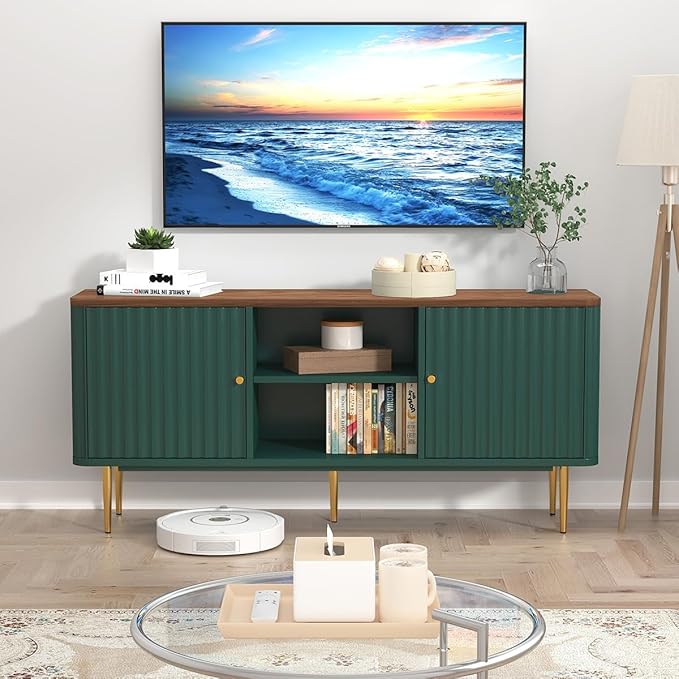 ARTPOWER 55” Fluted TV Stand, Mid Century Modern Green TV Stand