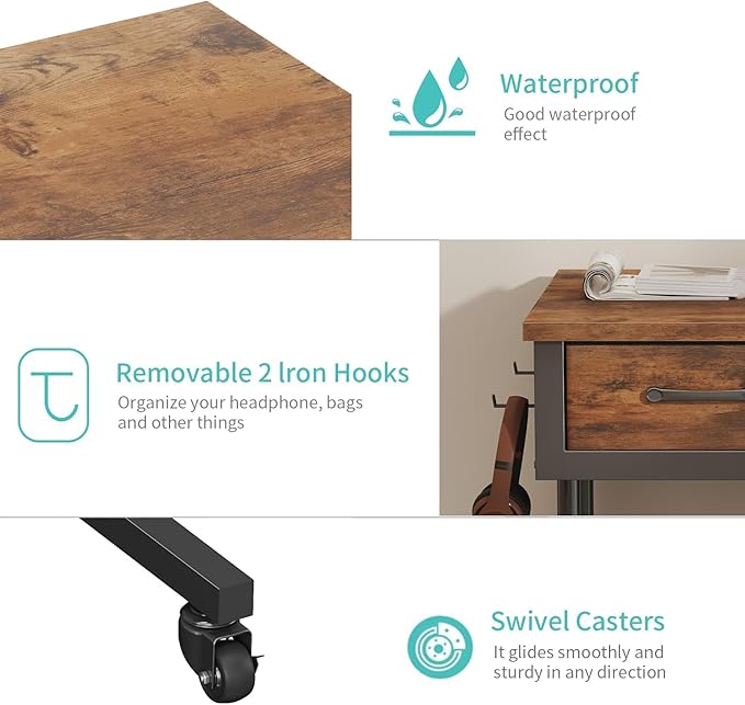 WINAZ Rolling Standing Desk Adjustable Height