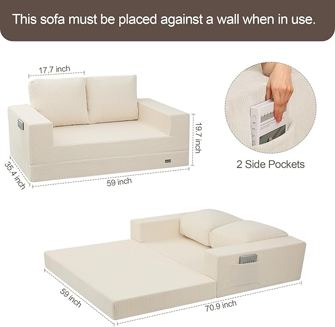 COMAX Convertible Sofa Bed Queen, Folding Fold Out Couch Bed, Floor Futon Couch