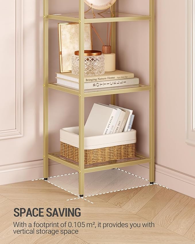 Hzuaneri Bookcase Bookshelf, Tempered Glass Arched Bookshelf