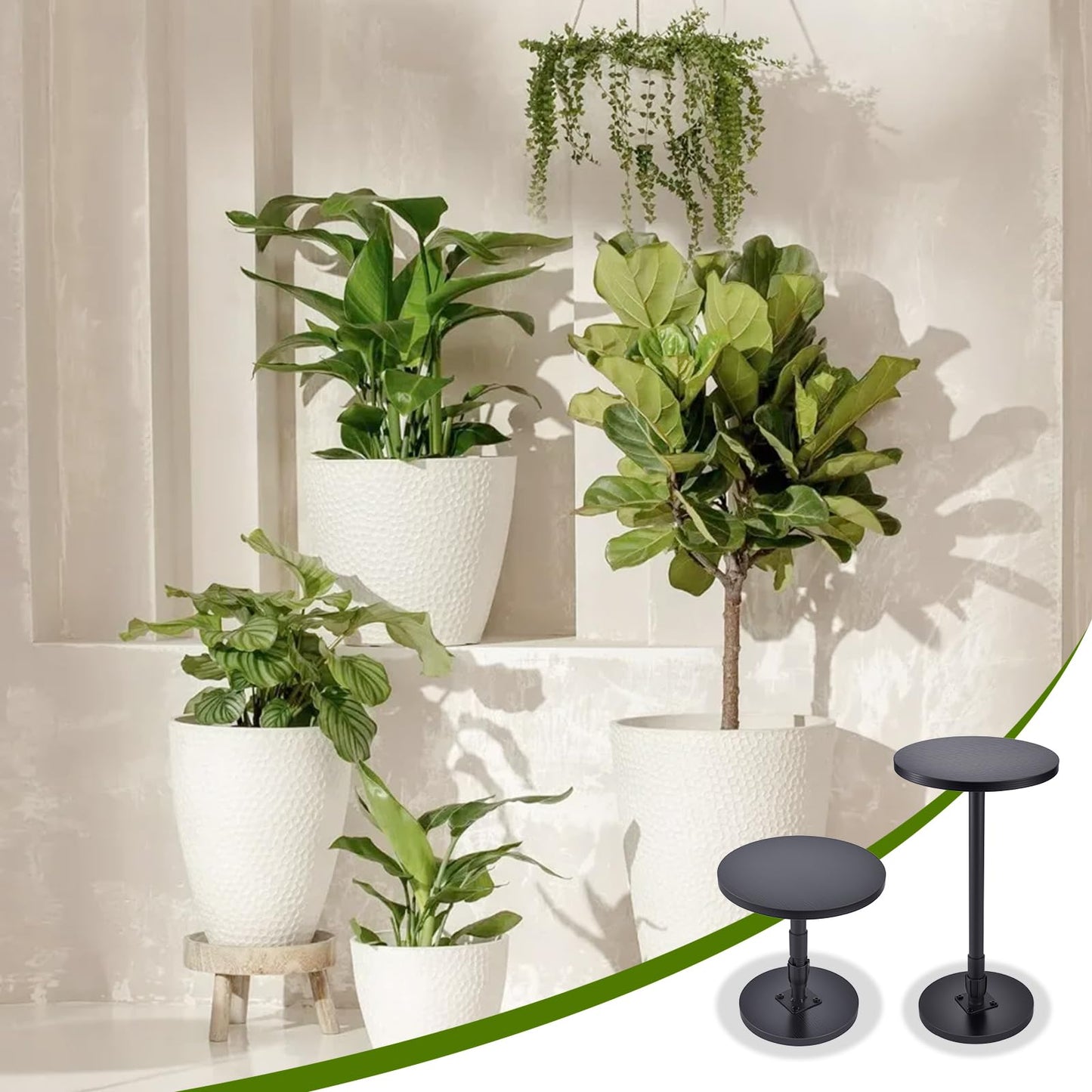 Decivems Universal Planter Insert, 2-Piece Adjustable Pot Riser for Inside Pots, 17.5"-31.5" Tall Plant Stand for Large Planter, Pot Filler for Indoor/Outdoor Plants, Fits 6/8/10 Inch Base (Square/Round)