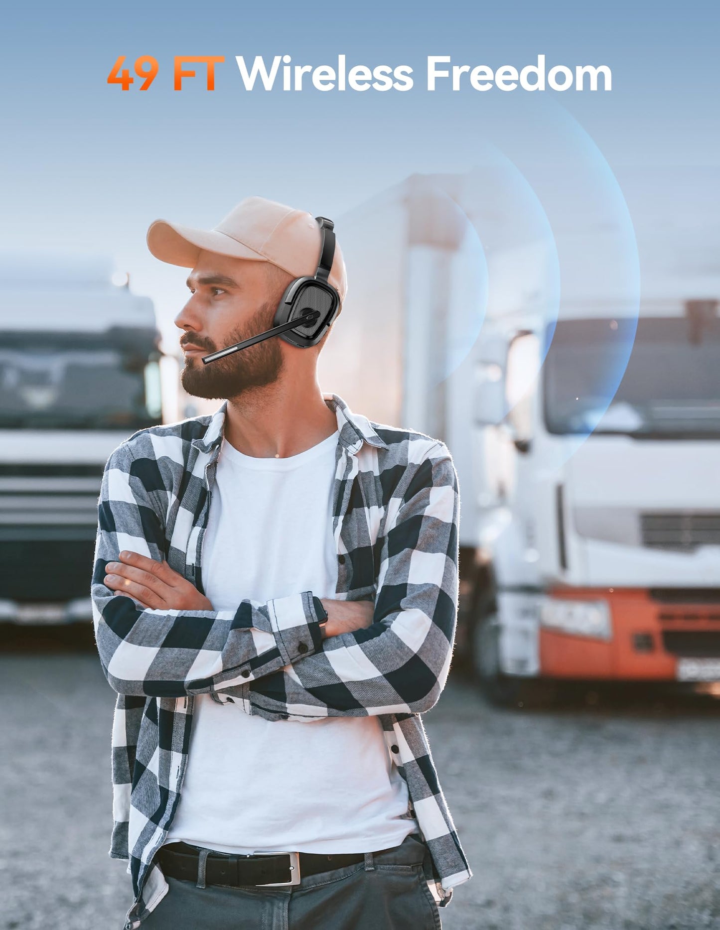 TECKNET Wireless Headset with Mic for Work, V6.0 Bluetooth Headset with AI Noise-Cancelling Microphone & USB-A Dongle, 50H Playtime & Mute, On-Ear Headphones for PC, Laptop, Phone, Office & Trucker
