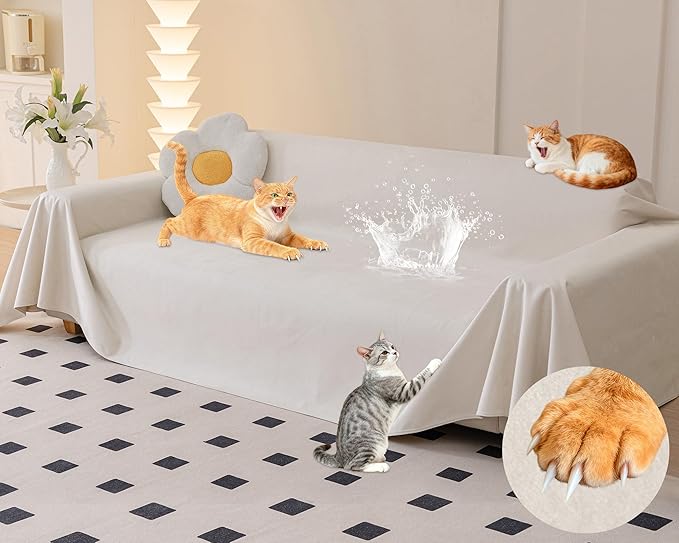 Loiion Velvet Sofa Cover, Ultra Soft Waterproof Non-Slip Couch Cover