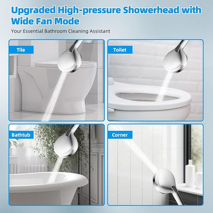 Hibbent All Metal CUPC Certified Shower Head, 8'' High Pressure Rainfall Shower Head, Handheld Showerhead Combo, 12'' Adjustable Extension Arm, 10 Sprays, 71'' Shower Hose, Showerhead Holder, Chrome