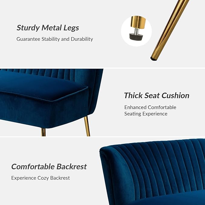HULALA Home 3 Piece Velvet Living Room Furniture Set, Modern Comfy Upholstered