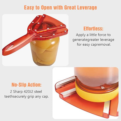 Uinxan Jar Opener for Weak Hands & Seniors with Arthritis - Handheld Manual | Effortlessly Opens Stubborn Screw Lids & Bottle Caps. 304 Stainless Steel. Durable. Patented Kitchen Gadget (Black)